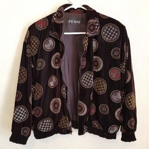 Vintage 80s Ice Nine Womens Velvet Bomber Jacket